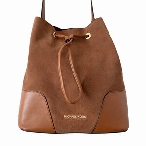 Michael Kors Tan Suede & Leather Drawstring Shoulder Bag